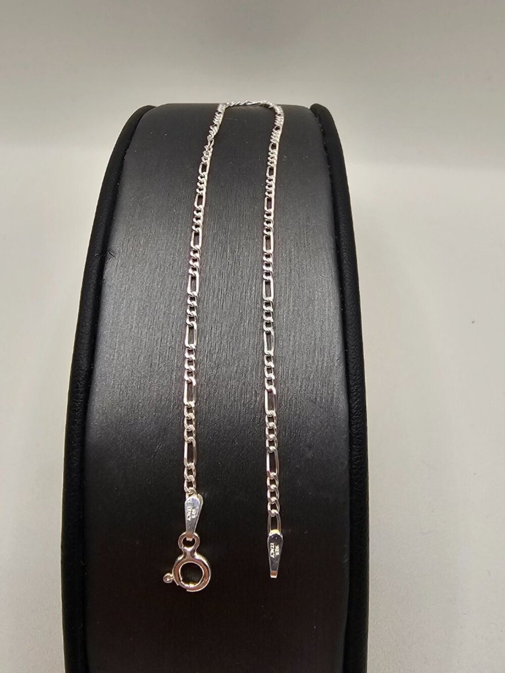 Sterling Silver 925 High Polished Figaro Bracelet 1.7mm 9 inches